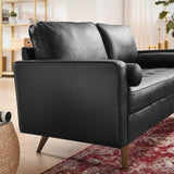 Modway Furniture Valour Leather Loveseat XRXT Black EEI-5870-BLK