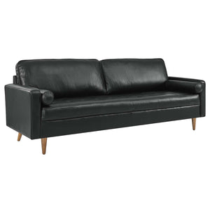 Modway Furniture Valour 88" Leather Sofa XRXT Black EEI-5871-BLK