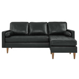 Modway Furniture Valour 78" Leather Apartment Sectional Sofa XRXT Black EEI-5872-BLK