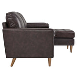 Modway Furniture Valour 78" Leather Apartment Sectional Sofa XRXT Brown EEI-5872-BRN