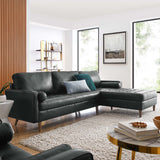 Modway Furniture Valour 98" Leather Sectional Sofa XRXT Black EEI-5873-BLK