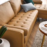 Modway Furniture Valour 98" Leather Sectional Sofa XRXT Tan EEI-5873-TAN