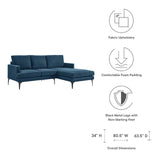 Modway Furniture Evermore Right-Facing Upholstered Fabric Sectional Sofa 0423 Azure EEI-6012-AZU