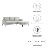 Modway Furniture Evermore Right-Facing Upholstered Fabric Sectional Sofa 0423 Light Gray EEI-6012-LGR