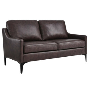 Modway Furniture Corland Leather Loveseat XRXT Brown EEI-6020-BRN