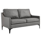 Modway Furniture Corland Leather Loveseat XRXT Gray EEI-6020-GRY