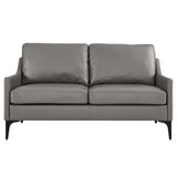 Modway Furniture Corland Leather Loveseat XRXT Gray EEI-6020-GRY