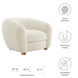 Abundant Boucle Upholstered Fabric Armchair Ivory EEI-6025-IVO