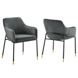 Jovi Performance Velvet Dining Armchair Set of 2 Black Charcoal EEI-6026-BLK-CHA