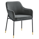 Jovi Performance Velvet Dining Armchair Set of 2 Black Charcoal EEI-6026-BLK-CHA