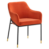 Jovi Performance Velvet Dining Armchair Set of 2 Black Orange EEI-6026-BLK-ORA