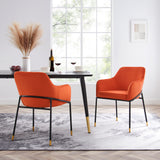 Jovi Performance Velvet Dining Armchair Set of 2 Black Orange EEI-6026-BLK-ORA