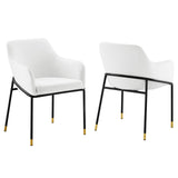 Jovi Performance Velvet Dining Armchair Set of 2 Black White EEI-6026-BLK-WHI