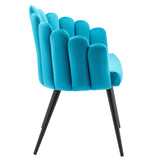 Vanguard Performance Velvet Dining Chair Set of 2 Black Blue EEI-6028-BLK-BLU