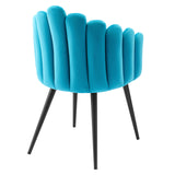 Vanguard Performance Velvet Dining Chair Set of 2 Black Blue EEI-6028-BLK-BLU