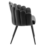 Vanguard Performance Velvet Dining Chair Set of 2 Black Charcoal EEI-6028-BLK-CHA