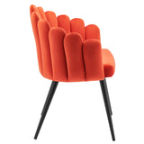Vanguard Performance Velvet Dining Chair Set of 2 Black Orange EEI-6028-BLK-ORA