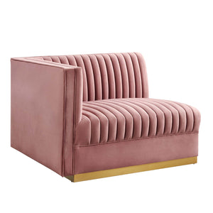 Modway Furniture Sanguine Channel Tufted Performance Velvet Modular Sectional Sofa Left-Arm Chair XRXT Dusty Rose EEI-6031-DUS