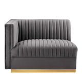 Modway Furniture Sanguine Channel Tufted Performance Velvet Modular Sectional Sofa Left-Arm Chair XRXT Gray EEI-6031-GRY
