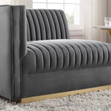 Modway Furniture Sanguine Channel Tufted Performance Velvet Modular Sectional Sofa Left-Arm Chair XRXT Gray EEI-6031-GRY