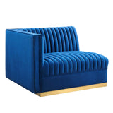 Modway Furniture Sanguine Channel Tufted Performance Velvet Modular Sectional Sofa Left-Arm Chair XRXT Navy EEI-6031-NAV