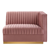 Modway Furniture Sanguine Channel Tufted Performance Velvet Modular Sectional Sofa Right-Arm Chair XRXT Dusty Rose EEI-6032-DUS