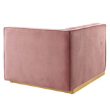 Modway Furniture Sanguine Channel Tufted Performance Velvet Modular Sectional Sofa Right-Arm Chair XRXT Dusty Rose EEI-6032-DUS