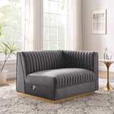 Modway Furniture Sanguine Channel Tufted Performance Velvet Modular Sectional Sofa Right-Arm Chair XRXT Gray EEI-6032-GRY