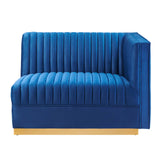 Modway Furniture Sanguine Channel Tufted Performance Velvet Modular Sectional Sofa Right-Arm Chair XRXT Navy Blue EEI-6032-NAV