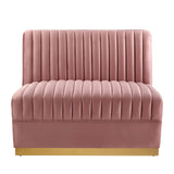 Modway Furniture Sanguine Channel Tufted Performance Velvet Modular Sectional Sofa Armless Chair XRXT Dusty Rose EEI-6033-DUS