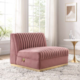 Modway Furniture Sanguine Channel Tufted Performance Velvet Modular Sectional Sofa Armless Chair XRXT Dusty Rose EEI-6033-DUS