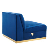 Modway Furniture Sanguine Channel Tufted Performance Velvet Modular Sectional Sofa Armless Chair XRXT Navy Blue EEI-6033-NAV