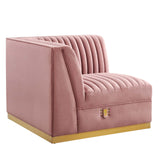 Modway Furniture Sanguine Channel Tufted Performance Velvet Modular Sectional Sofa Left Corner Chair XRXT Dusty Rose EEI-6034-DUS