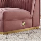 Modway Furniture Sanguine Channel Tufted Performance Velvet Modular Sectional Sofa Left Corner Chair XRXT Dusty Rose EEI-6034-DUS