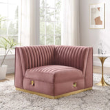 Modway Furniture Sanguine Channel Tufted Performance Velvet Modular Sectional Sofa Left Corner Chair XRXT Dusty Rose EEI-6034-DUS