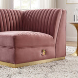 Modway Furniture Sanguine Channel Tufted Performance Velvet Modular Sectional Sofa Right Corner Chair XRXT Dusty Rose EEI-6035-DUS