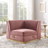 Modway Furniture Sanguine Channel Tufted Performance Velvet Modular Sectional Sofa Right Corner Chair XRXT Dusty Rose EEI-6035-DUS