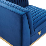 Modway Furniture Sanguine Channel Tufted Performance Velvet Modular Sectional Sofa Right Corner Chair XRXT Navy Blue EEI-6035-NAV