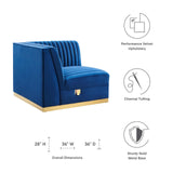 Modway Furniture Sanguine Channel Tufted Performance Velvet Modular Sectional Sofa Right Corner Chair XRXT Navy Blue EEI-6035-NAV