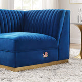 Modway Furniture Sanguine Channel Tufted Performance Velvet Modular Sectional Sofa Right Corner Chair XRXT Navy Blue EEI-6035-NAV