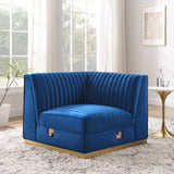 Modway Furniture Sanguine Channel Tufted Performance Velvet Modular Sectional Sofa Right Corner Chair XRXT Navy Blue EEI-6035-NAV