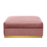 Modway Furniture Sanguine Channel Tufted Performance Velvet Modular Sectional Sofa Ottoman XRXT Dusty Rose EEI-6036-DUS