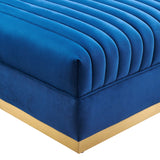 Modway Furniture Sanguine Channel Tufted Performance Velvet Modular Sectional Sofa Ottoman XRXT Navy EEI-6036-NAV