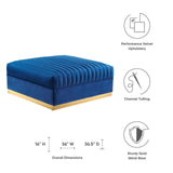 Modway Furniture Sanguine Channel Tufted Performance Velvet Modular Sectional Sofa Ottoman XRXT Navy EEI-6036-NAV