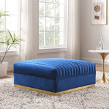 Modway Furniture Sanguine Channel Tufted Performance Velvet Modular Sectional Sofa Ottoman XRXT Navy EEI-6036-NAV