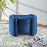 Modway Furniture Nebula Upholstered Performance Velvet Ottoman XRXT Midnight Blue EEI-6055-MID