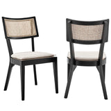 Modway Furniture Caledonia Wood Dining Chair Set of 2 XRXT Black Beige EEI-6080-BLK-BEI