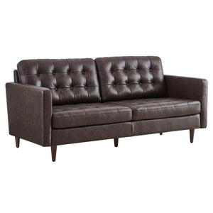 Modway Furniture Exalt Tufted Vegan Leather Sofa XRXT Brown EEI-6099-BRN