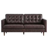 Modway Furniture Exalt Tufted Vegan Leather Sofa XRXT Brown EEI-6099-BRN