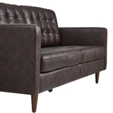 Modway Furniture Exalt Tufted Vegan Leather Sofa XRXT Brown EEI-6099-BRN